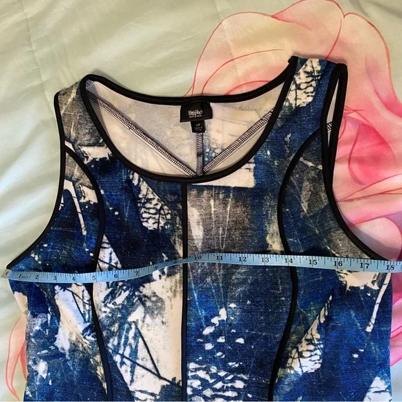 unique blue with patterns short dress NWOT - Picture 6 of 6